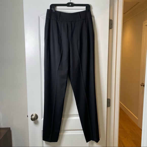 Yves Saint Laurent Black High Waist Pleat Detail Wool Pants - Picture 2 of 5